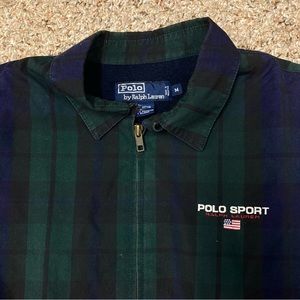VINTAGE Polo Sport Ralph Lauren plaid jacket golf tartan fleece lined track szM